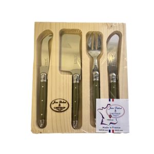 Laguiole 4 Pce Mini-Apetizer Cheese Set OLIVE GREEN  LF Open