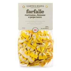 Pasta Antica Madia Farfalle tumeric lemon blackpep Y+W 250 g