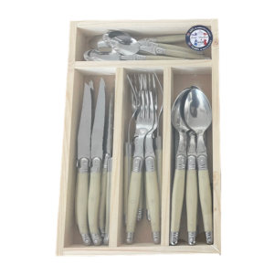 Laguiole 24 Pce Set NATURAL WoodTray SF