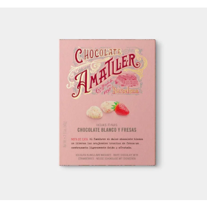 Amatller Choc Leaf Box White Strawberry 60g