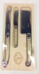 Laguiole Jean Dubost 3 Piece Cheese Set with Natural Colour Handle 
