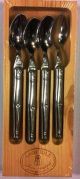 Laguiole Jean Dubost 4 Piece Mini-Mocha Spoons with Stainless Steel Handle 